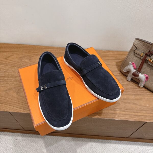Hermes Classic Couple's Suede Cowhide Leather Casual Sport Shoes