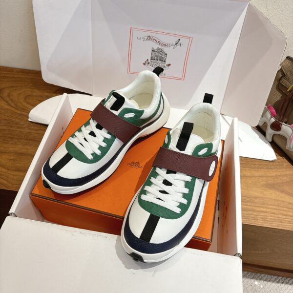 Hermes High Quality Couple's Cowhide Leather Casual Sport Shoes - Image 4