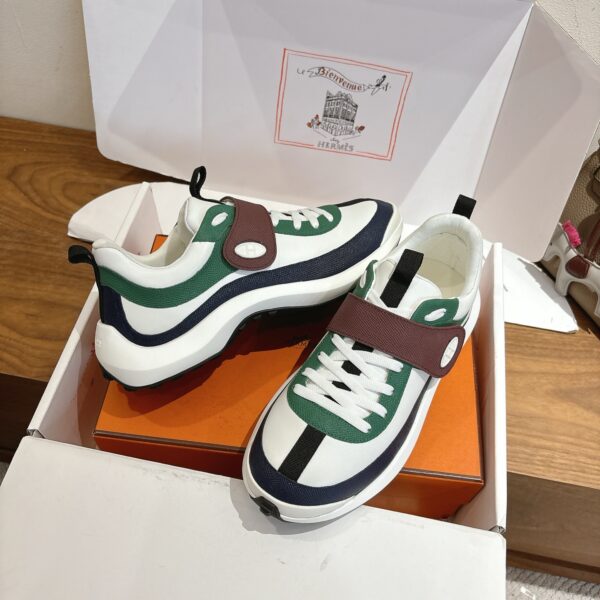 Hermes High Quality Couple's Cowhide Leather Casual Sport Shoes - Image 5