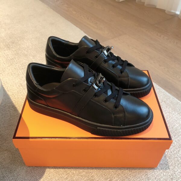 Hermes High Quality Cowhide Leather Casual Sport Shoes For Men And Women - Image 2