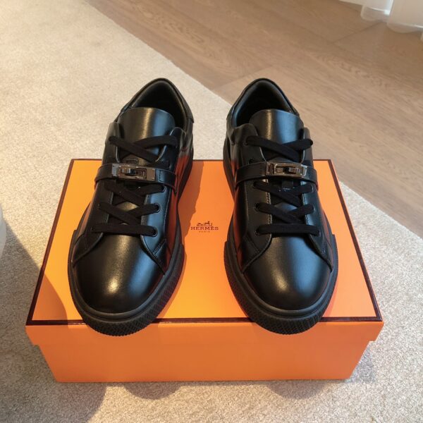 Hermes High Quality Cowhide Leather Casual Sport Shoes For Men And Women - Image 3