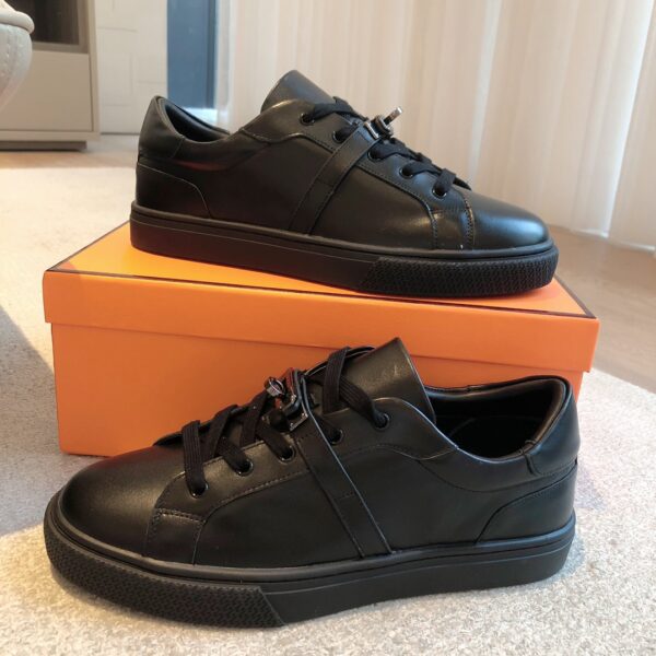Hermes High Quality Cowhide Leather Casual Sport Shoes For Men And Women - Image 5