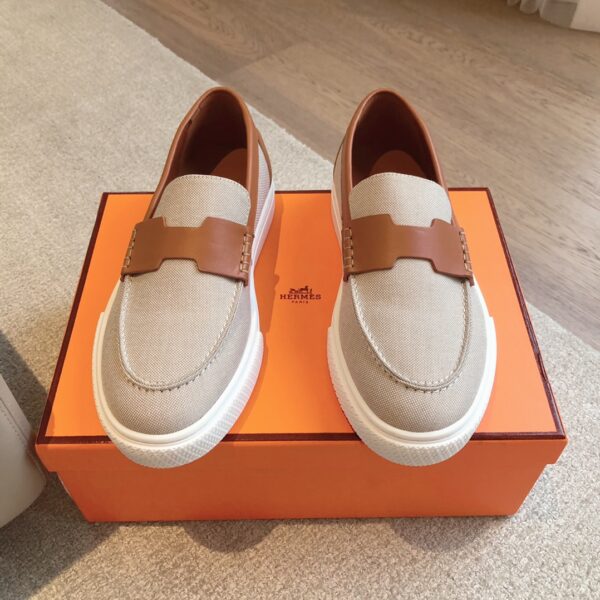 Hermes Fashion Couple's Cowhide Leather Casual Shoes - Image 2