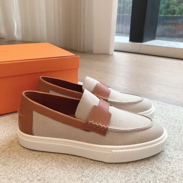 Hermes Fashion Couple's Cowhide Leather Casual Shoes - Image 3