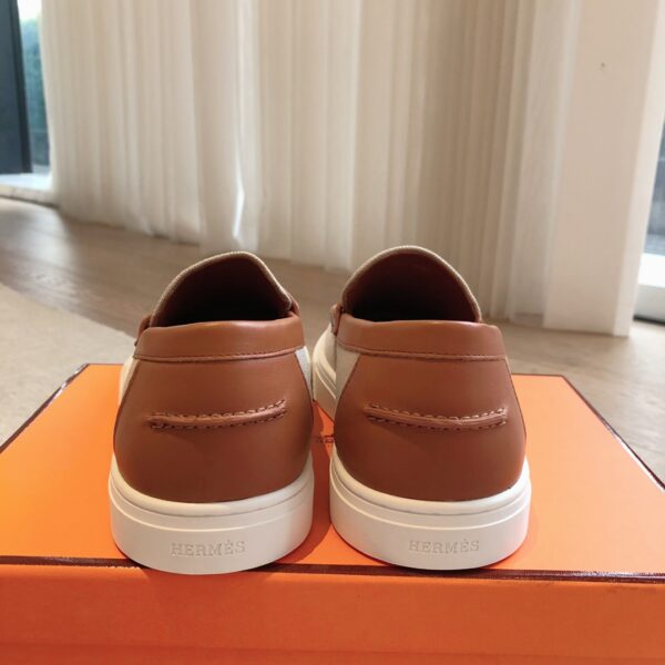 Hermes Fashion Couple's Cowhide Leather Casual Shoes - Image 8