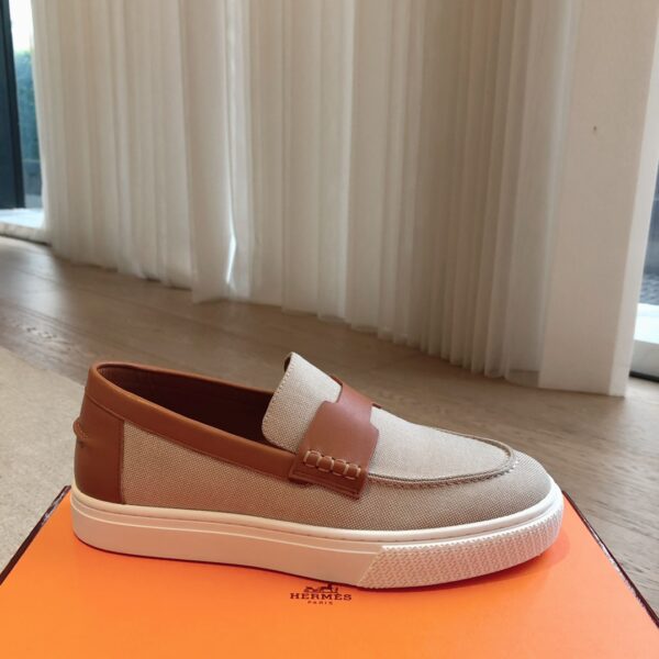 Hermes Fashion Couple's Cowhide Leather Casual Shoes - Image 4