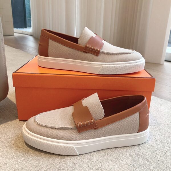 Hermes Fashion Couple's Cowhide Leather Casual Shoes - Image 5