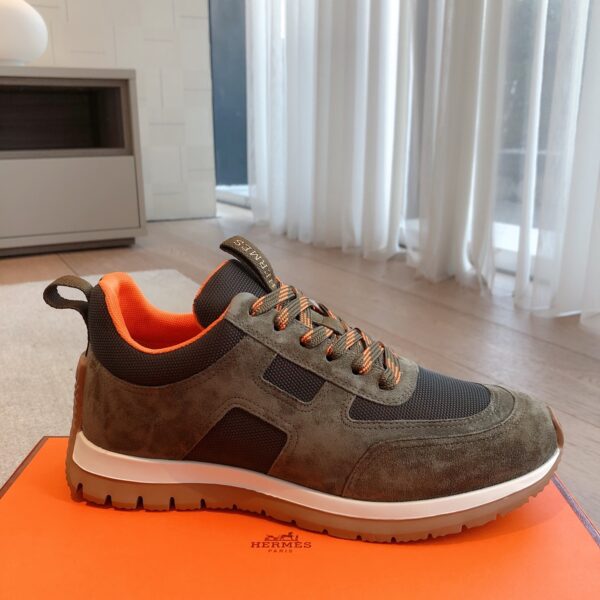 Hermes New Couple's Suede Cowhide Leather Casual Sport Shoes - Image 4