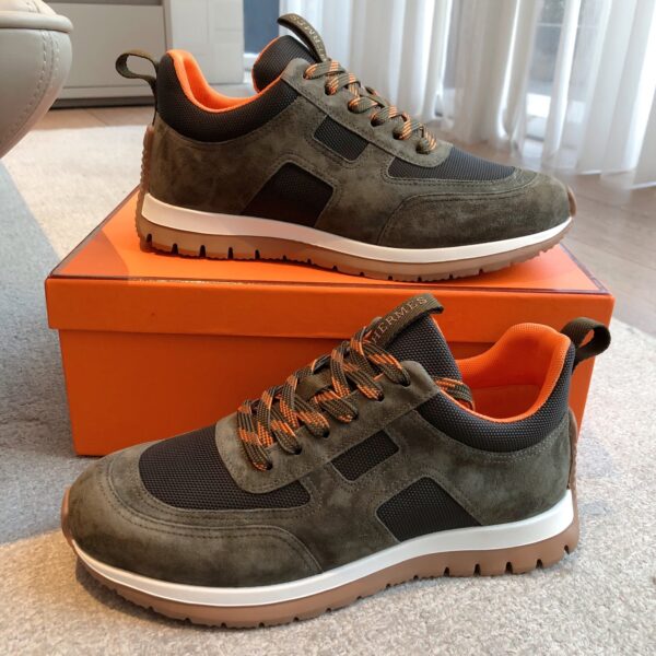 Hermes New Couple's Suede Cowhide Leather Casual Sport Shoes - Image 5