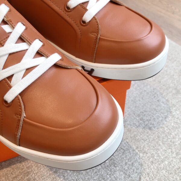 Hermes Couple's Cowhide Leather Lace Casual Sport Shoes - Image 6