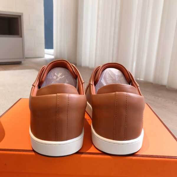 Hermes Couple's Cowhide Leather Lace Casual Sport Shoes - Image 8