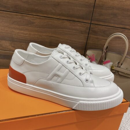 Hermes Good Quality Couple's Cowhide Leather Lace Casual Sport Shoes