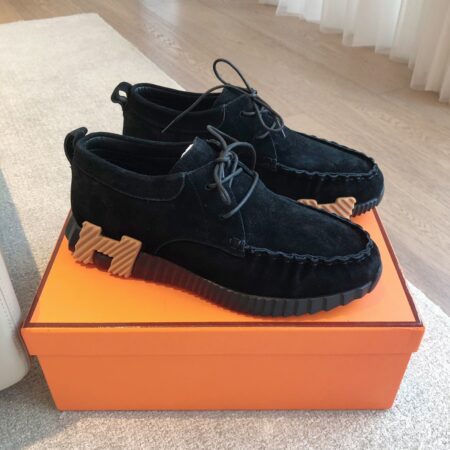 Hermes High Quality Couple's Suede Cowhide Leather Casual Shoes