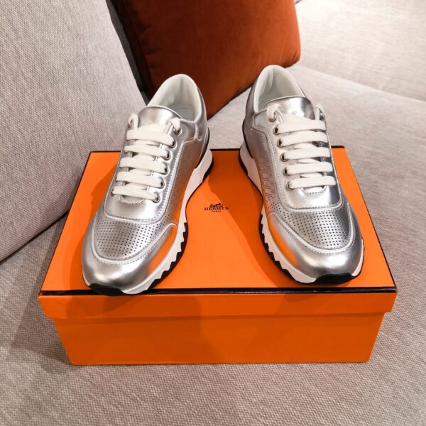 Hermes Couple's Ventilate Cowhide Leather Casual Sport Shoes - Image 2
