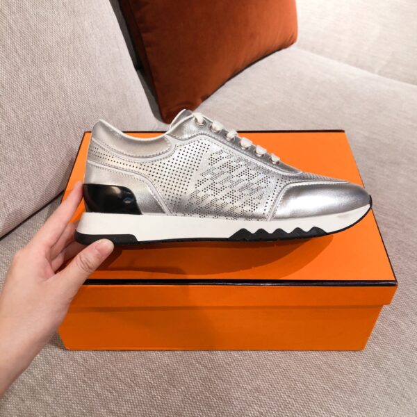 Hermes Couple's Ventilate Cowhide Leather Casual Sport Shoes - Image 3