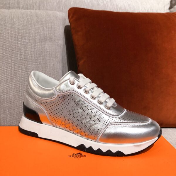 Hermes Couple's Ventilate Cowhide Leather Casual Sport Shoes - Image 4