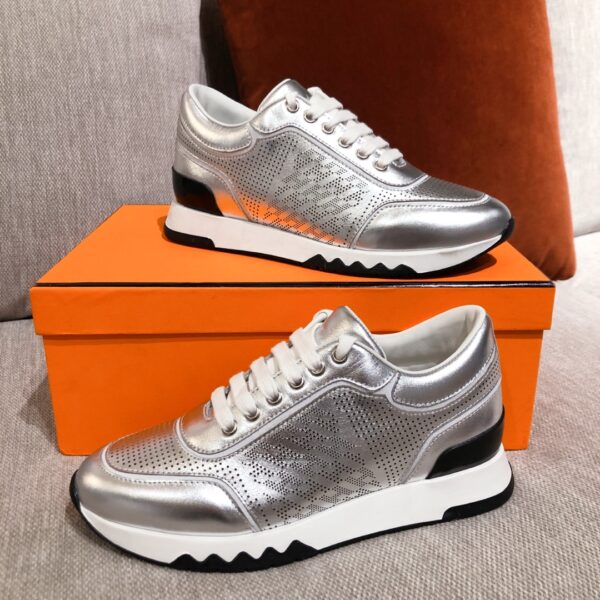Hermes Couple's Ventilate Cowhide Leather Casual Sport Shoes - Image 5