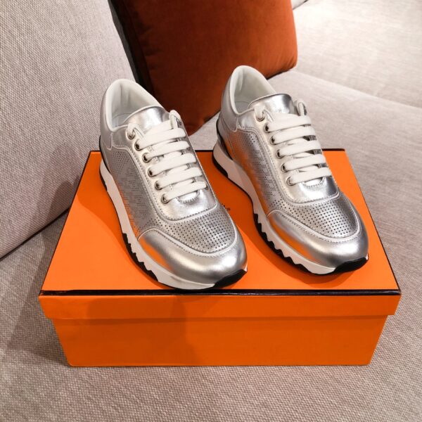 Hermes Couple's Ventilate Cowhide Leather Casual Sport Shoes