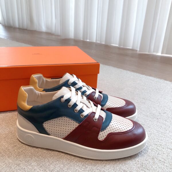 Hermes Couple's Ventilate Cowhide Leather Sport Shoes - Image 3