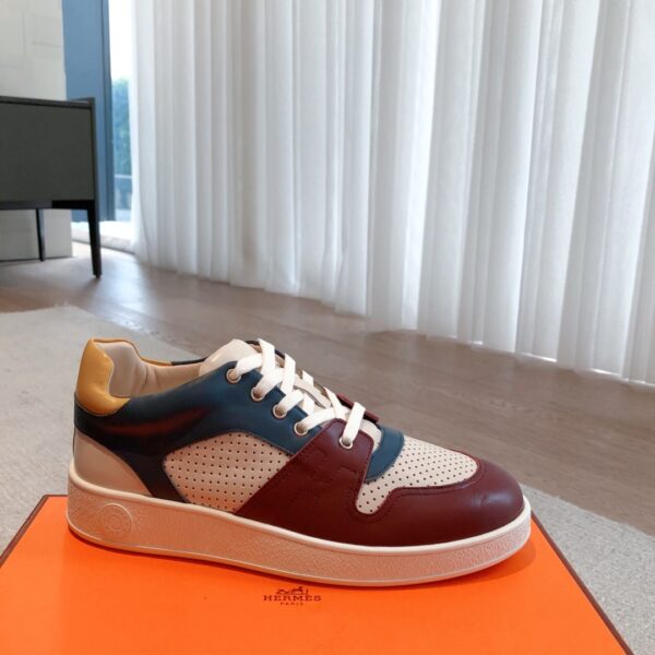 Hermes Couple's Ventilate Cowhide Leather Sport Shoes - Image 4