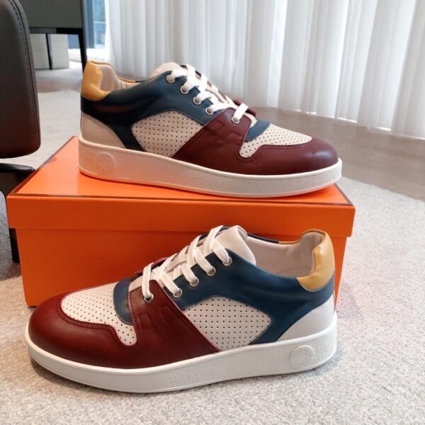 Hermes Couple's Ventilate Cowhide Leather Sport Shoes - Image 5