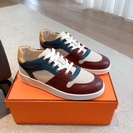 Hermes Couple's Ventilate Cowhide Leather Sport Shoes