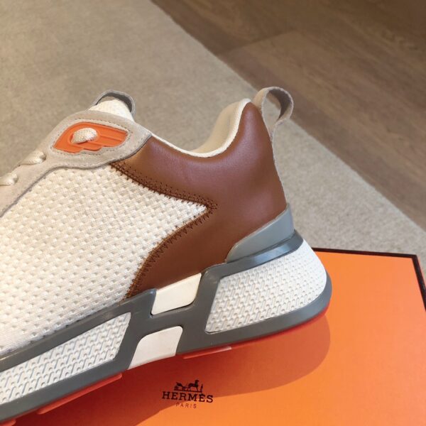 Hermes Couple's Breathable Fabric And Cowhide Leather Dad Shoes - Image 7