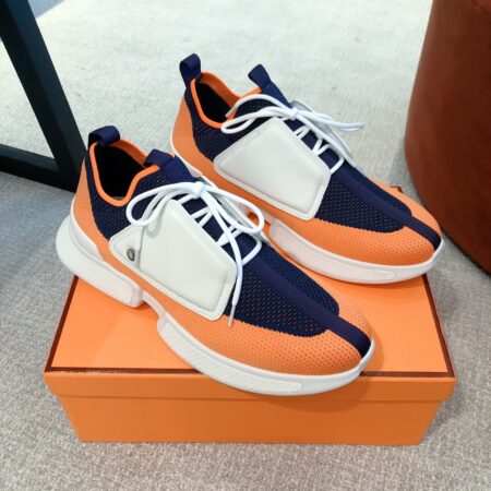 Hermes Men's Breathable Fabric And Cowhide Leather Sport Shoes