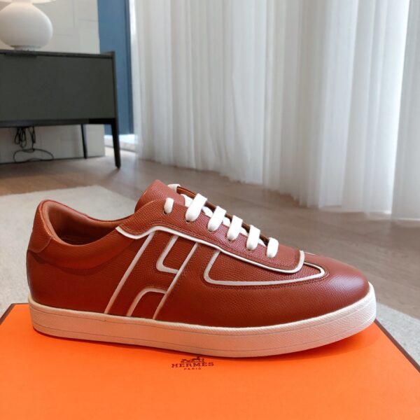 Hermes Couple's Autumn And Winter Cowhide Leather Sport Shoes - Image 4