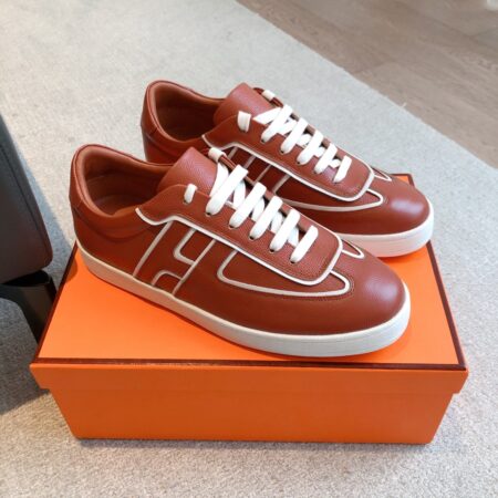 Hermes Couple's Autumn And Winter Cowhide Leather Sport Shoes