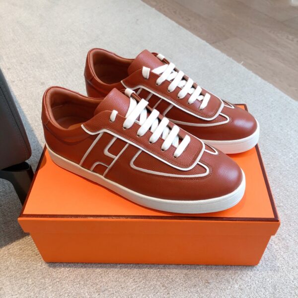 Hermes Couple's Autumn And Winter Cowhide Leather Sport Shoes