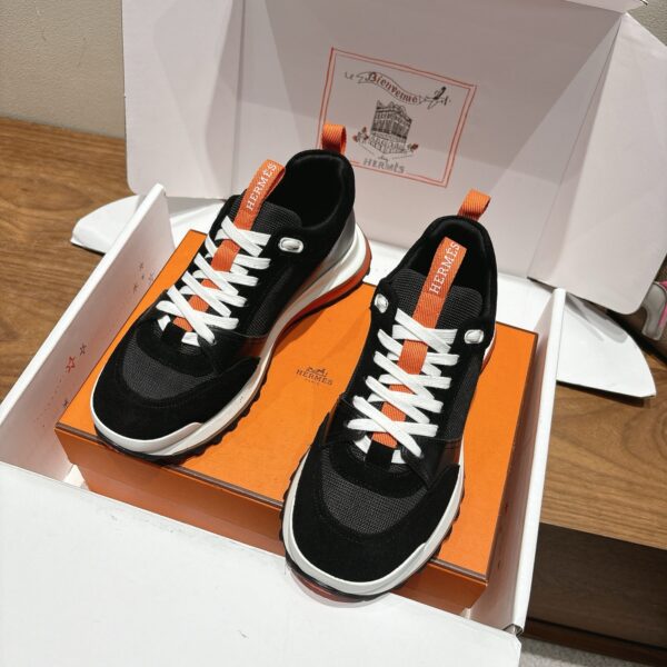 Hermes Autumn And Winter Breathable Fabric And Cowhide Leather Sport Shoes - Image 2