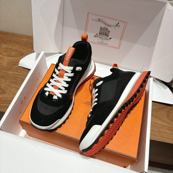 Hermes Autumn And Winter Breathable Fabric And Cowhide Leather Sport Shoes - Image 7