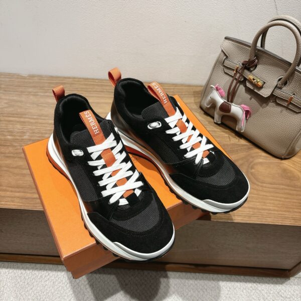 Hermes Autumn And Winter Breathable Fabric And Cowhide Leather Sport Shoes - Image 4