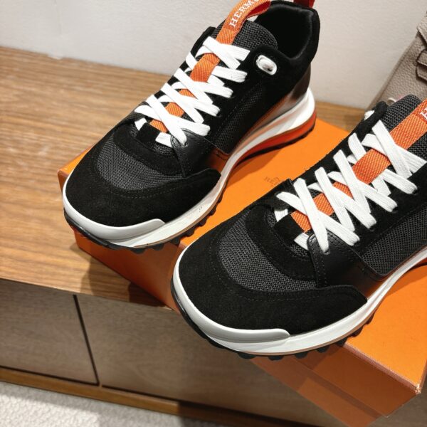 Hermes Autumn And Winter Breathable Fabric And Cowhide Leather Sport Shoes - Image 5