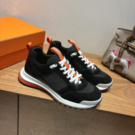 Hermes Autumn And Winter Breathable Fabric And Cowhide Leather Sport Shoes