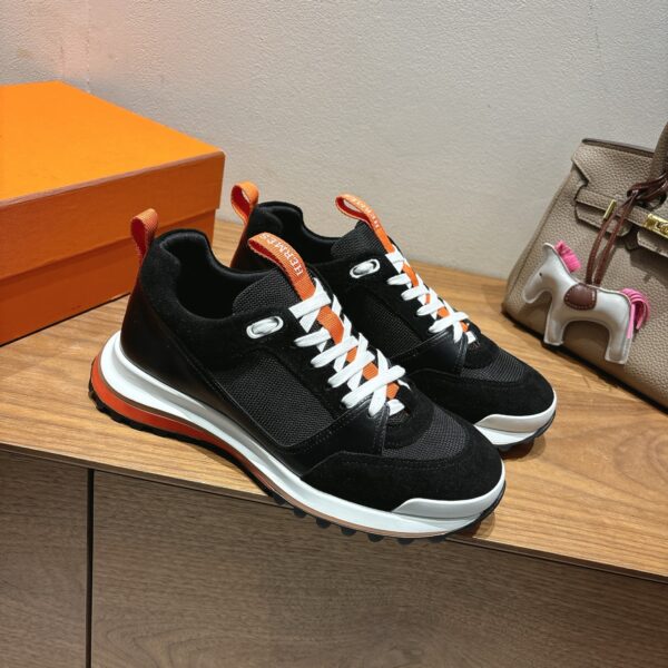 Hermes Autumn And Winter Breathable Fabric And Cowhide Leather Sport Shoes