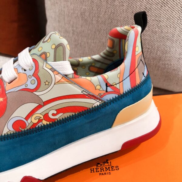 Hermes Canvas And Cowhide Leather Sport Shoes For Men And Women - Image 7