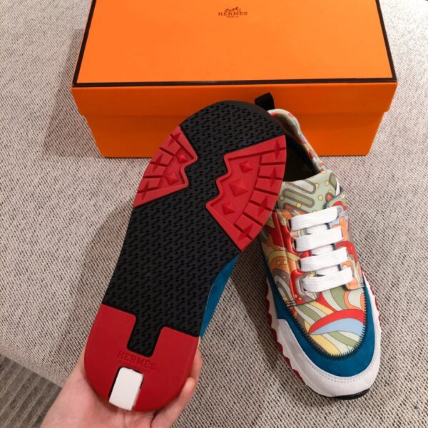 Hermes Canvas And Cowhide Leather Sport Shoes For Men And Women - Image 9