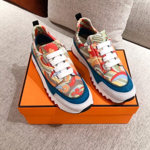 Hermes Canvas And Cowhide Leather Sport Shoes For Men And Women