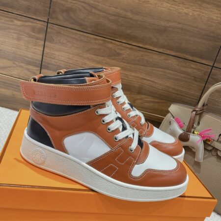 Hermes High Top Cowhide Leather Casual Sport Shoes For Men And Women