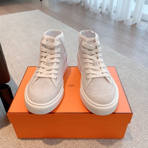Hermes High Top Suede Cowhide Leather Casual Sport Shoes For Men And Women - Image 2
