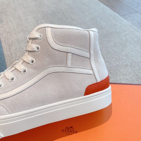 Hermes High Top Suede Cowhide Leather Casual Sport Shoes For Men And Women - Image 7