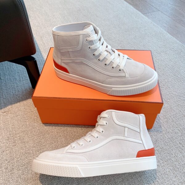 Hermes High Top Suede Cowhide Leather Casual Sport Shoes For Men And Women - Image 5