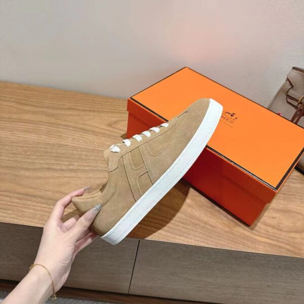 Hermes Couple‘s Low Top Cowhide Leather Casual Sport Shoes - Image 6