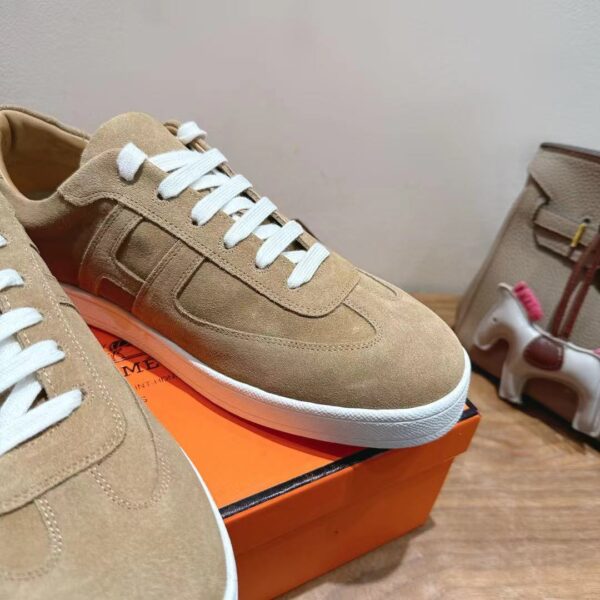 Hermes Couple‘s Low Top Cowhide Leather Casual Sport Shoes - Image 7