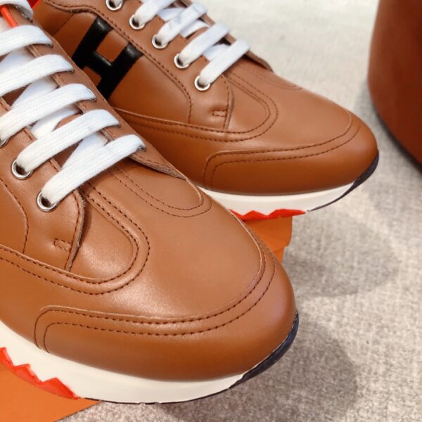 Hermes Couple‘s Fashion Cowhide Leather Casual Sport Shoes - Image 6