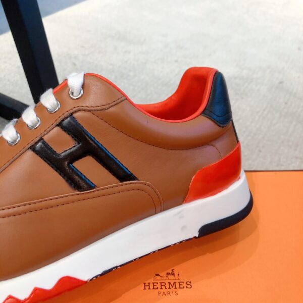 Hermes Couple‘s Fashion Cowhide Leather Casual Sport Shoes - Image 7