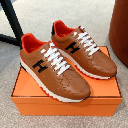 Hermes Couple‘s Fashion Cowhide Leather Casual Sport Shoes