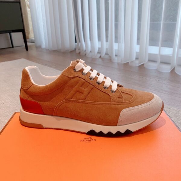 Hermes Couple‘s New Cowhide Leather Casual Sport Shoes - Image 4